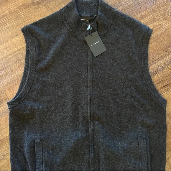 Dunning Golf Merino Wool Cashmere Full Zip Front Sweater Vest Black Size XL